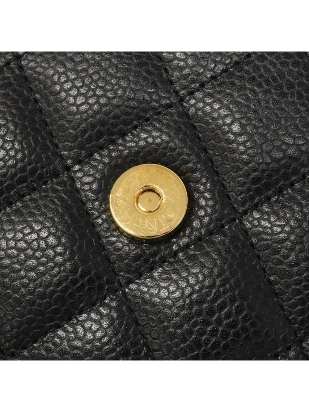 Chanel Wallet on Chain Quilted Caviar Leather Black Gold Shoulder Bag